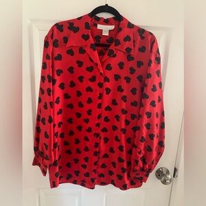 The Limited Red Heart Print Blouse